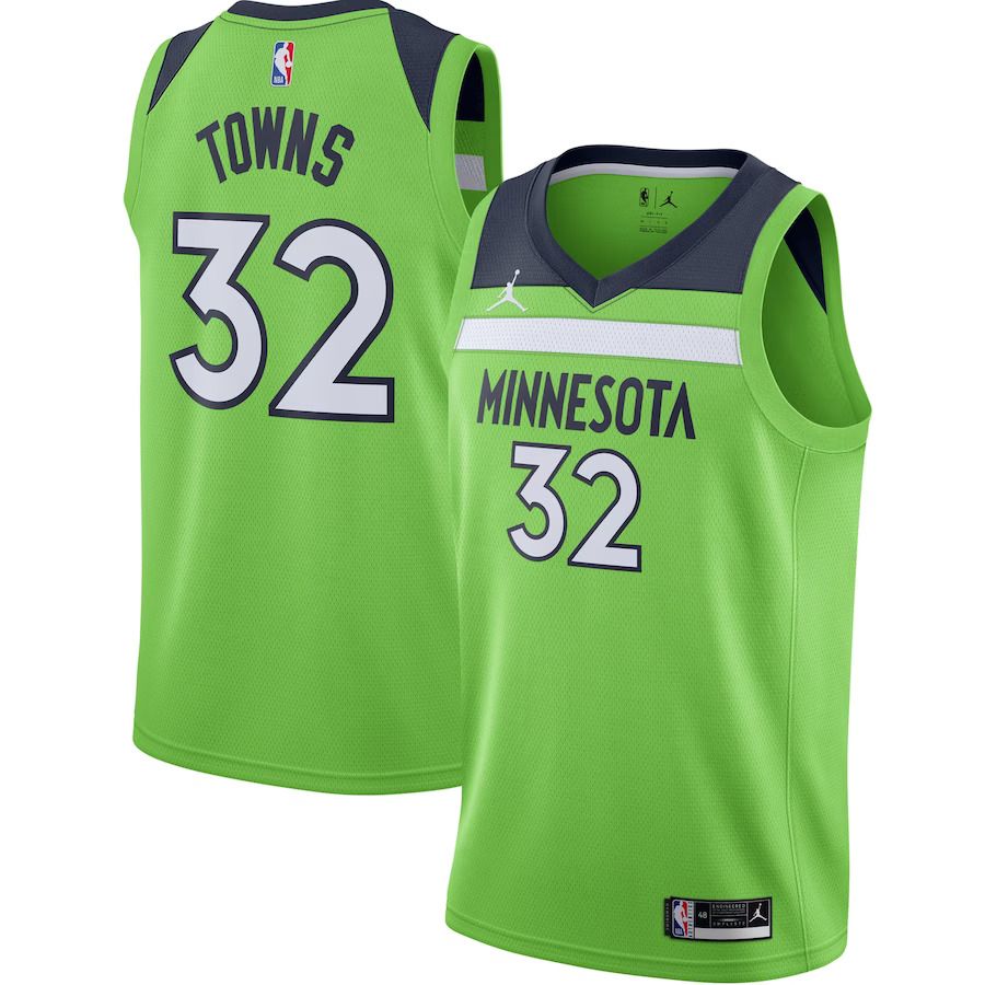 Men Minnesota Timberwolves #32 Karl-Anthony Towns Jordan Brand Green Swingman NBA Jersey->minnesota timberwolves->NBA Jersey